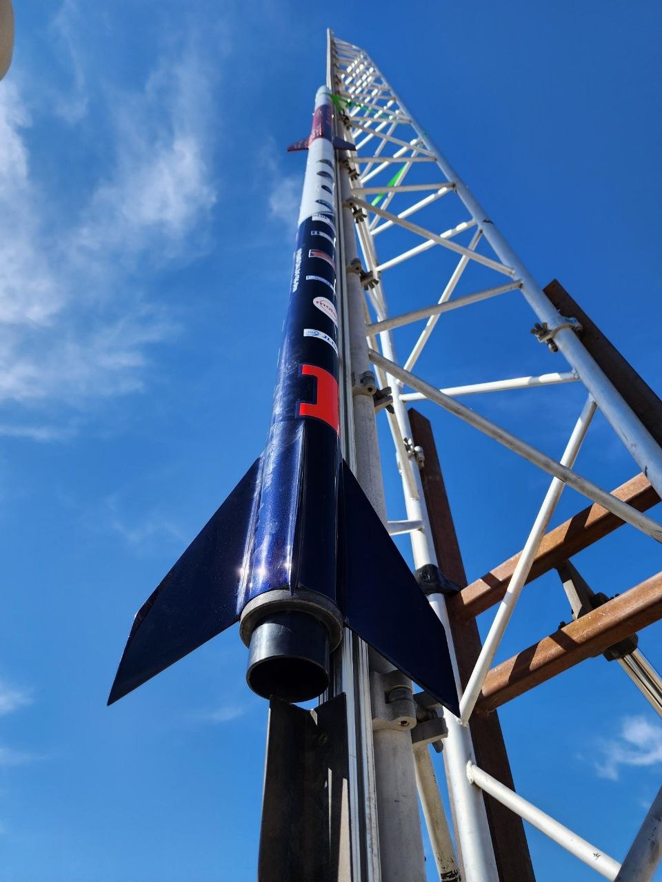 Rocket on launch rail